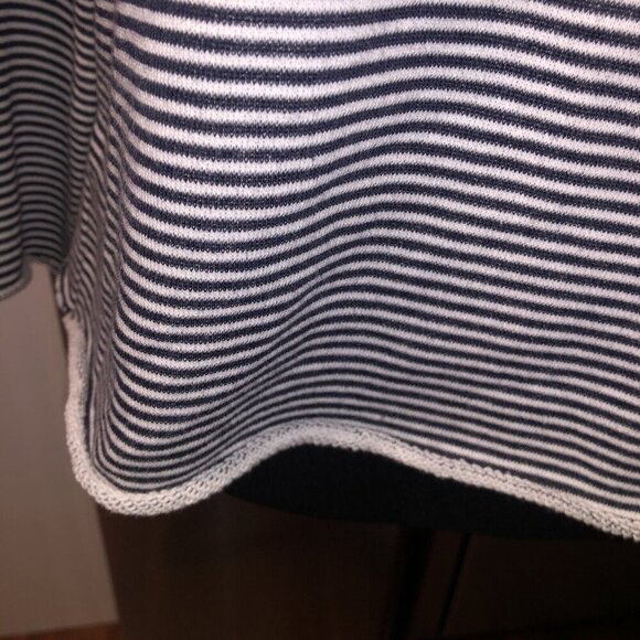 *NWT* For The Republic Distressed Striped Sweatshirt Casual Black White S - Picture 4 of 9